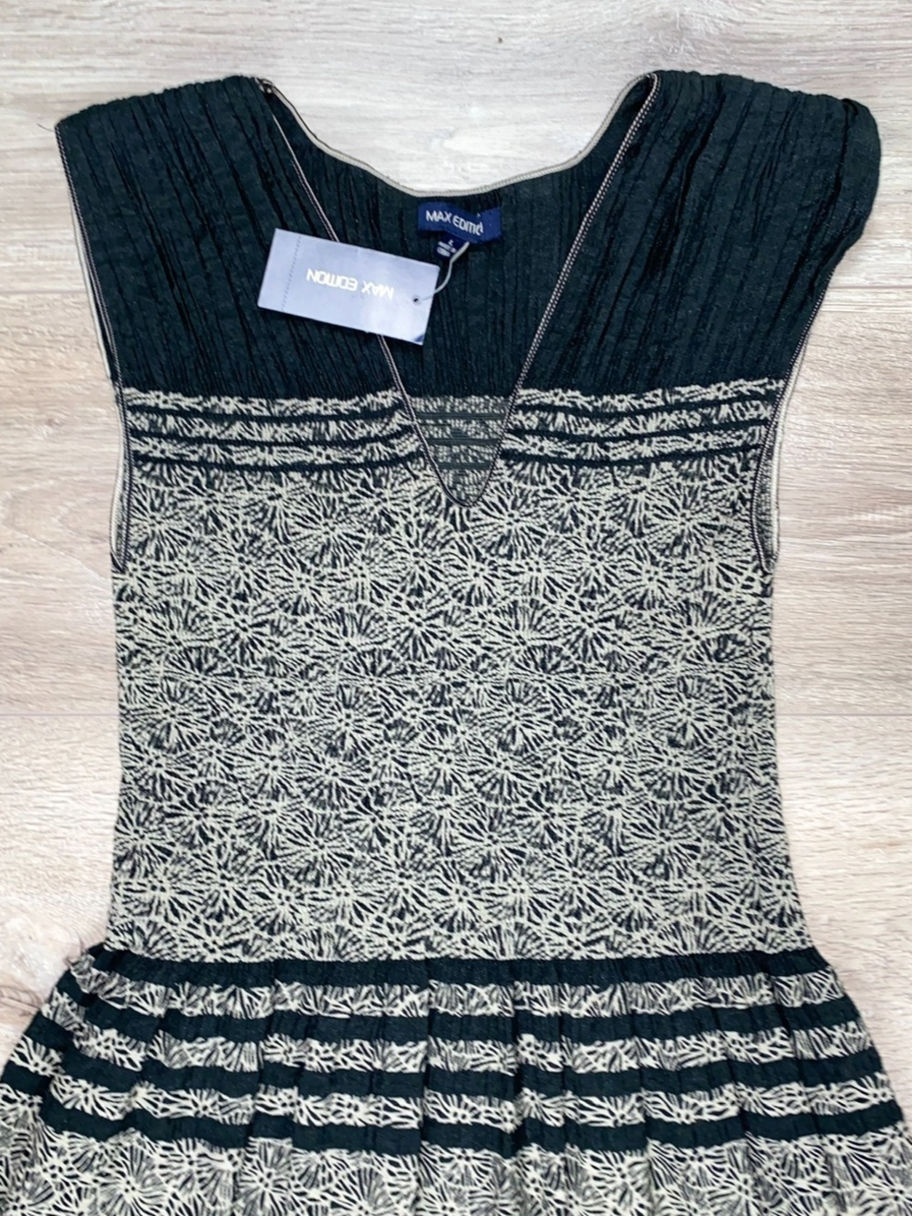 Max Edition Sleeveless Striped Dress Large Black Tan - Picture 7 of 12